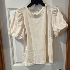 LOFT Cream Puff Sleeve Blouse with Peter Pan Collar